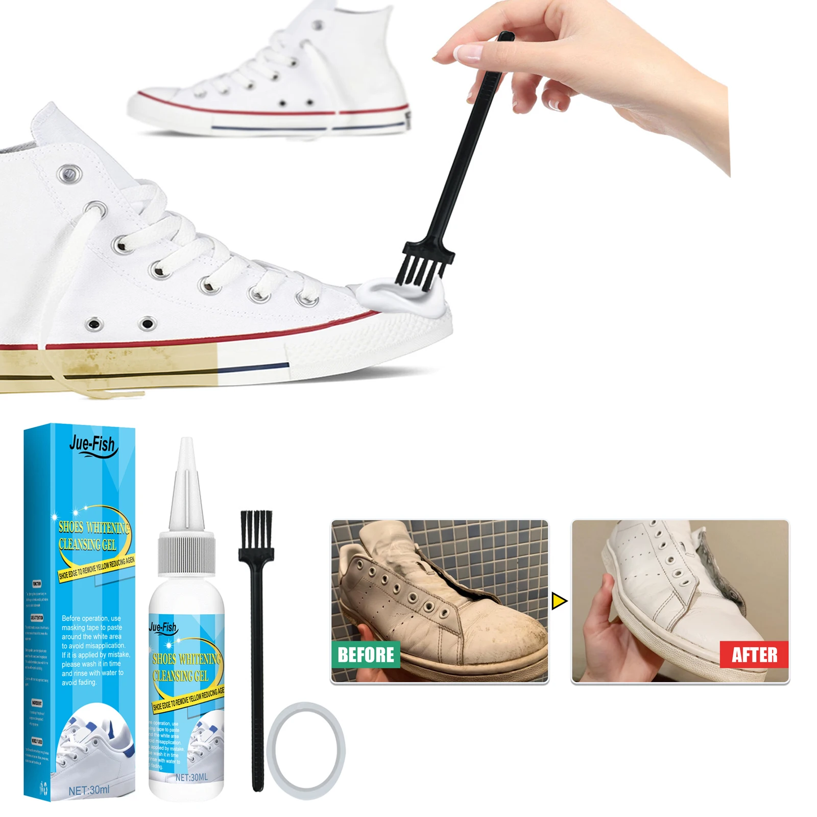 Sneaker Cleaning Kit - Gel de limpieza de zapatos blancos,